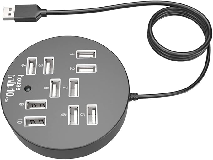Housoutil USB Splitter 10 Port USB Hub Laptop Accessory Data Dock Station Easy Connection Cable
