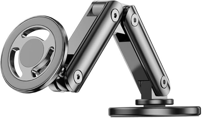 Magnetic Cell Phone Holder Universal 360 Rotation Adjustable Foldable Rotating Magnetic Holder Car Phone Bracket Magnet Mount (Black)