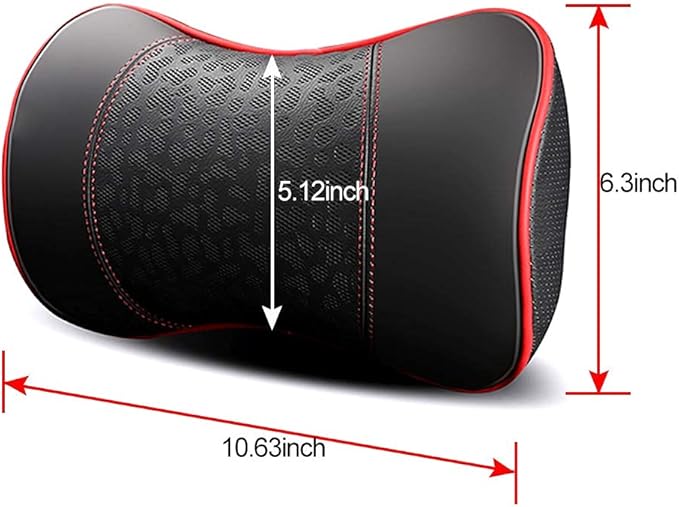 Car Leather Neck Pillows, Neck Rest Cushions,100% Memory Foam Cervical Support, Comfortable Travel car Seats and Home Office Soft Pillows, Black a Set (2 pcs)