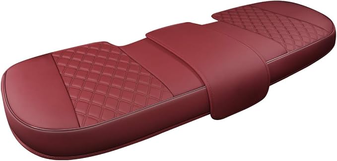 Black Panther Luxury PU Leather Rear Car Seat Cover,Compatible with Most Vehicles, Adjustable Length 49-55'', Diamond Pattern Embroidery (Wine Red)