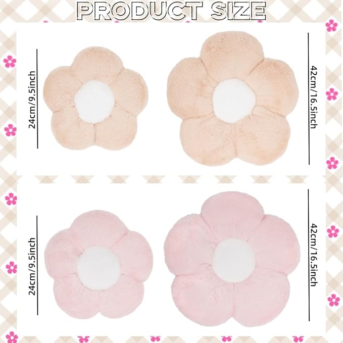 4 Pack Plush Flower Car Headrest Pillow and Lumbar Support Pillow Soft Comfortable Car Headrest Pillow Cute Car Accessories for Car Driving Cute Neck Pillows for Driving Car Decor