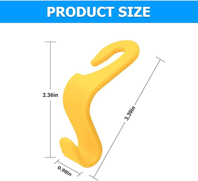 4PCS Car Back Seat Headrest Hooks, Rear Car Seat Storage Headrest Hanger Holder Hooks Organizer, Universal Auto Interior Accessories for Bag Purse Handbag Cloth Coats Grocery (Yellow)