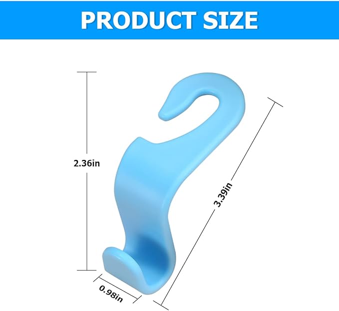 Car Back Seat Headrest Hooks, 4PCS Vehicle Backseat Storage Organizer Hanger, Multifunctional Auto Headrest Hidden Hook Universal for Handbag Purse Backpacks Bags (Light Blue)
