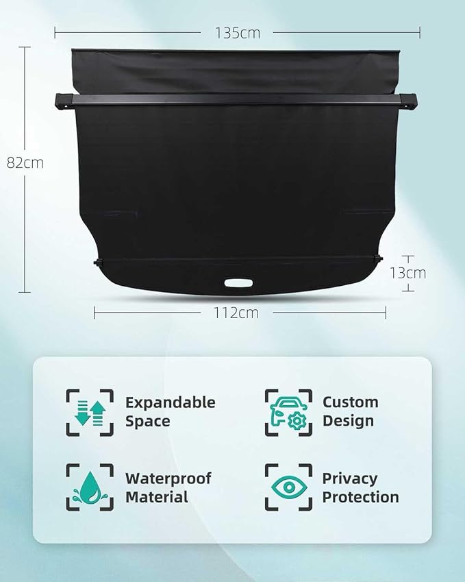 SCITOO Cargo Cover 2022-2024 Fit for Hyundai Tucson 1.6L 2022-2024 Fit for Hyundai Tucson 2.5L Upgraded Retractable Rear Trunk Cover with Aluminum PVC&Plastic