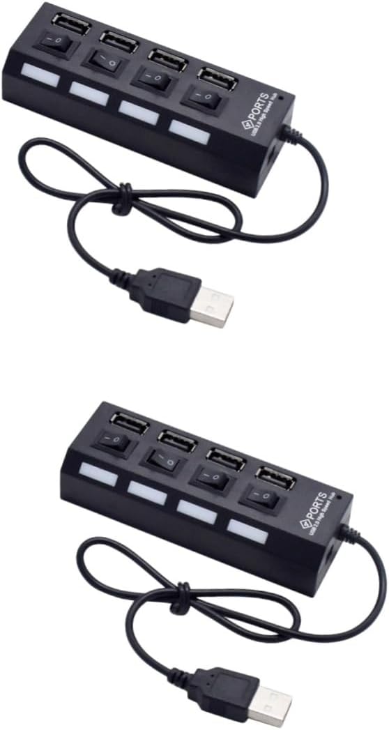 HOMSFOU 2pcs 4 4-Port USB Hub Laptop USB Port Expander Splitter for Keyboard Mouse Webcam Mp3 Player Etc
