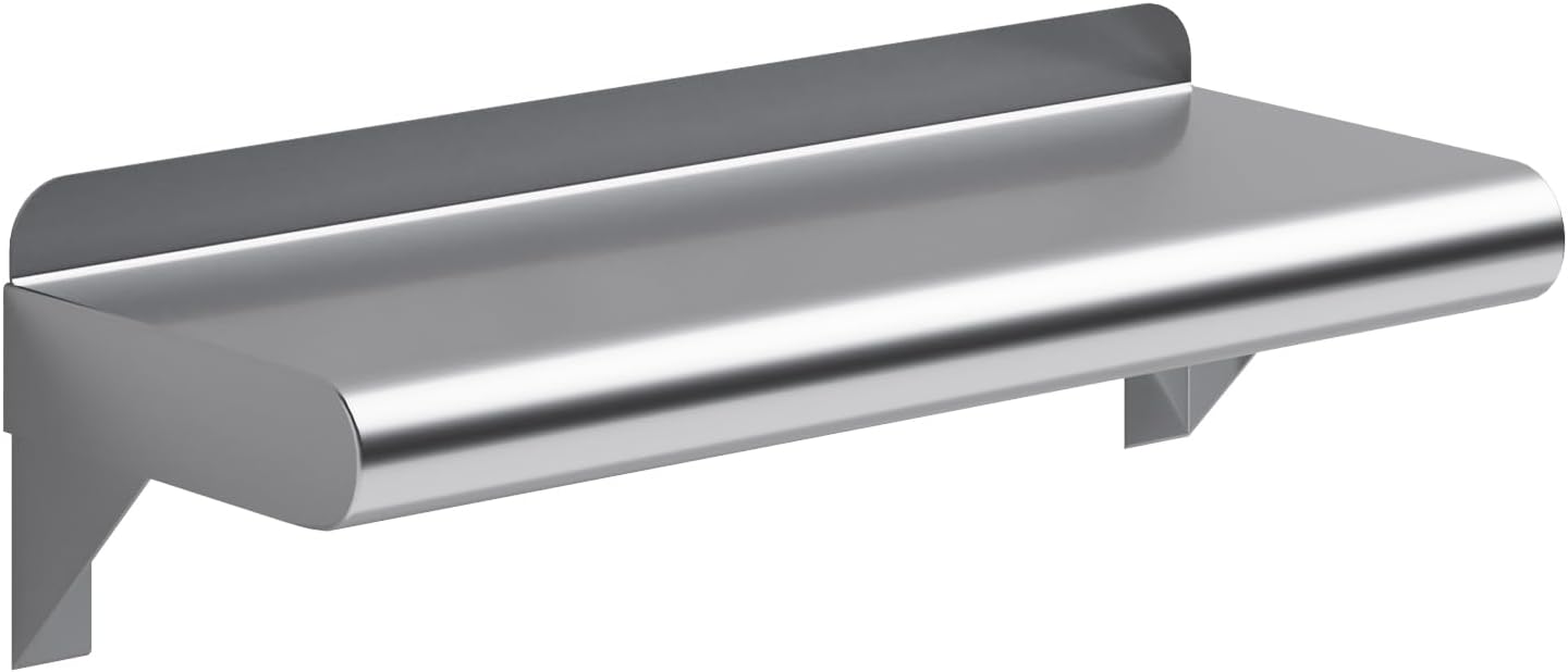 AmGood 6" X 16" Stainless Steel Wall Shelf | Metal Shelving | Garage, Laundry, Storage, Utility Room | Restaurant, Commercial Kitchen | NSF