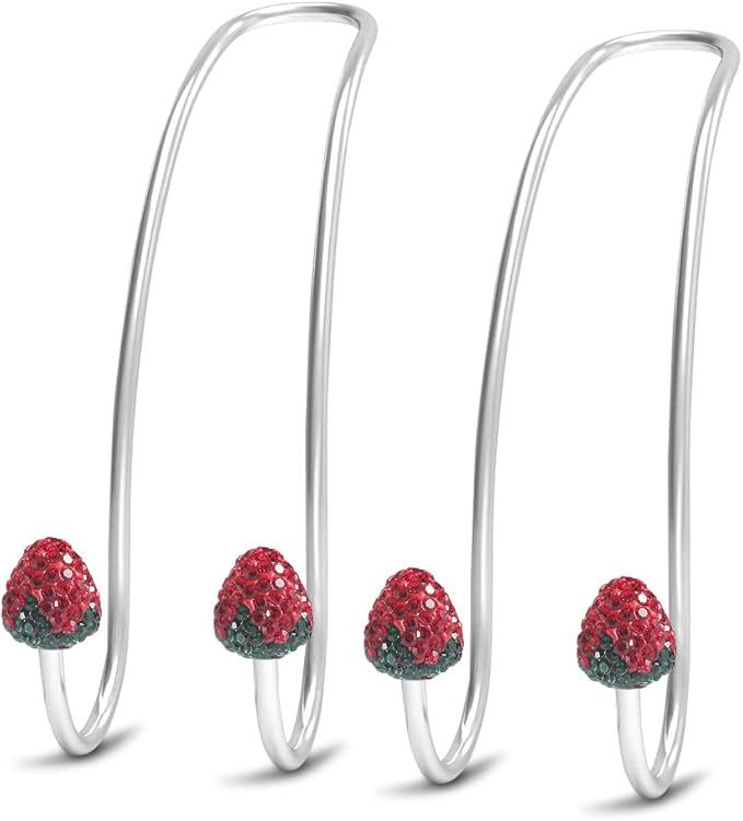 【2024 Upgraded】 Car Headrest Hooks Decorations, 2 Pcs Bling Strawberry Shape Purse Hook Hangers, Auto Hooks Car Hangers and Durable Backseat Holder, Storage Universal for SUV Truck Vehicle (Red)