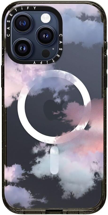 CASETiFY Impact iPhone 15 Pro Max Case [4X Military Grade Drop Tested / 8.2ft Drop Protection/Compatible with Magsafe] - Cloud Prints - Clouds - Clear Black