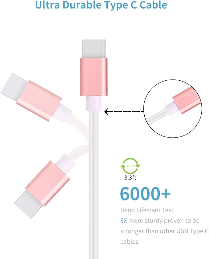 Fast USB Car Charger for Samsung Galaxy A56/A55/A54/A53/A50/A17/A16/A15/A14/S26/S25/S24/S23/S22 Plus/Ultra/Note 20/A21/A31/A51 Quick Charge 3.0 Dual USB Rapid Car Charger with Type C Cable 3.3ft-Pink