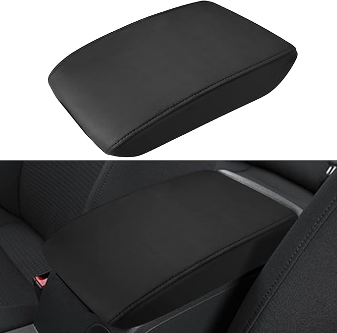 INTGET Car Center Console Armrest Cover for VW Volkswagen Jetta Accessories 2012 2013 2014 2015 2016 2017 2018 Middle Arm Rest Seat Box Cover Elbow Cushion Pad (Black, 2012-2018 B Version)