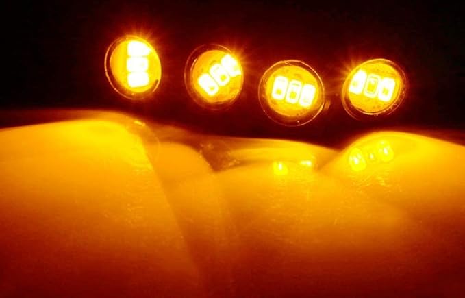 iJDMTOY 4pc Set Custom Retrofit Amber Yellow Front Grille Mesh Mount LED Lighting Kit Compatible With Trucks SUVs