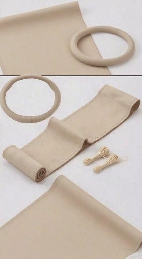 Steering Wheel Cover (Suede Leather), DIY Hand Sewn, Suitable for Both Men and Women, 15 inch Universal (Beige)