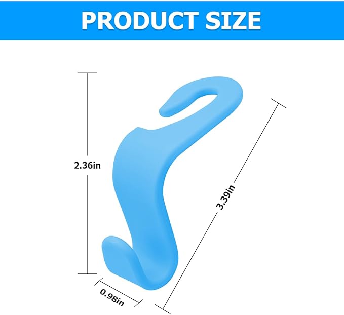 4PCS Car Back Seat Headrest Hooks, Rear Car Seat Storage Headrest Hanger Holder Hooks Organizer, Universal Auto Interior Accessories for Bag Purse Handbag Cloth Coats Grocery (Light Blue)