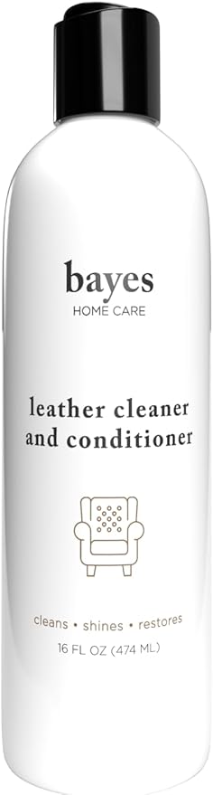 Bayes Premium High Performance Leather Upholstery Cleaner and Conditioner - 16 oz - Prevents Drying, Cracking or Fading of Leather Couches, Car Seats, Shoes, Purses