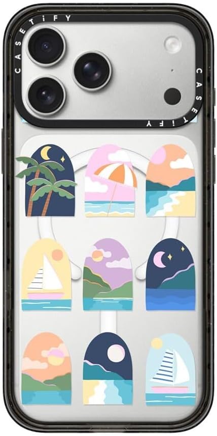 CASETiFY Impact iPhone 17 Pro Max Case [Slim/Compatible with Magsafe / 8.2 ft. 4X Military Grade Drop Protection] - Beachy Vacay - Clear Black