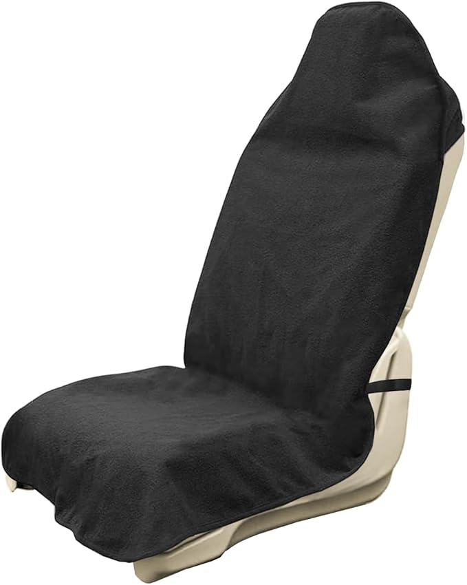 Car Seat Covers 1 Pack Black Waterproof Towel Car Seat Cover Universal Fit for Most Trucks SUV Fitness Athletes Pets Gym and Water Sport