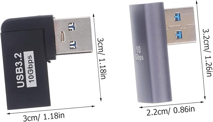 2pcs USB Male to Female Angled Adapter Upward Bending Connector for Laptops High Hardness USB Extender with Space-Saving Design Compatible with Various Devices
