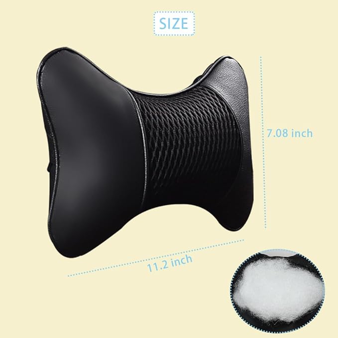 Car Neck Pillows Both Side Pu Leather 2 Pack Car Headrest Pillow for Most Cars Driving Seat Breathable Automotive Neck Support Adjustable Cute Auto Neck Pillow Neck Shoulder Pain Relief for Travel