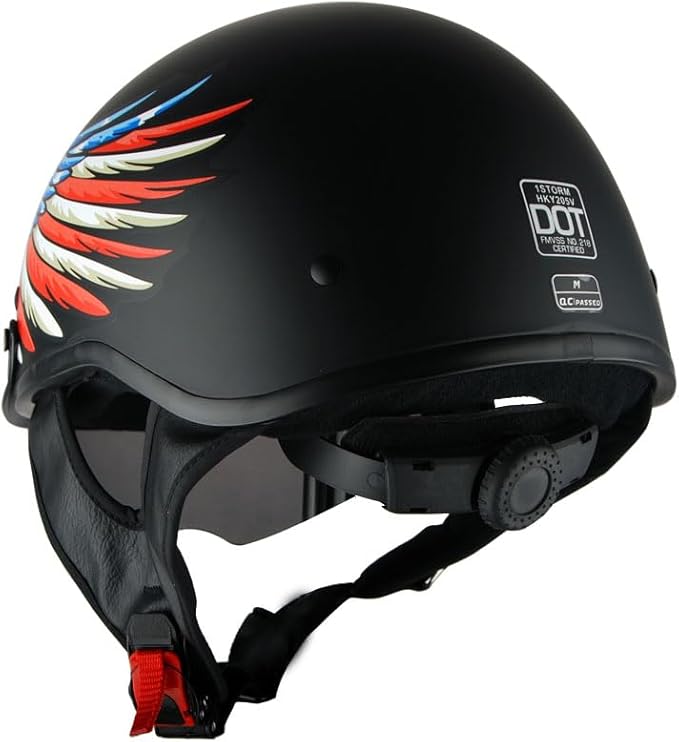 1Storm Motorcycle Half Face Helmet Mopeds Scooter Pilot with Retractable Inner Smoked Visor