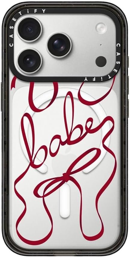 CASETiFY Impact iPhone 17 Pro Case [Slim/Compatible with Magsafe / 8.2 ft. 4X Military Grade Drop Protection] - Babes and Bows - Clear Black