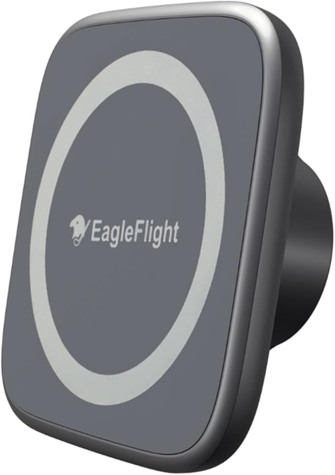 EagleFlight 17mm Magnetic Phone Mount Base for MagSafe - 5.5LBS Strong Magnet,Universal Car Accessory for iPhone 16/15/14/13/12, Secure Hold on Bumpy Roads, 360° Rotation, Rubber Protection