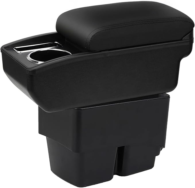 AULPHIKE Compatible with Ford Fiesta Armrest 3 MK7 2009-2017 Center Console Organizer Armrests Double Layer Storage Space with Cup Holder