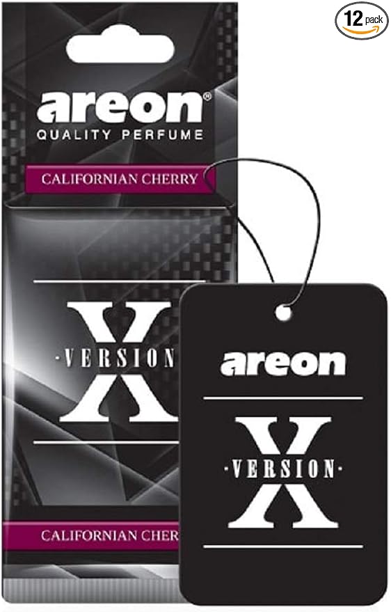 AREON X AXV08 Hanging Best Car Air Freshener Californian Cherry Scent, Paper Hanging Ornaments, Long Lasting Scent for Car or Home 12 Pack