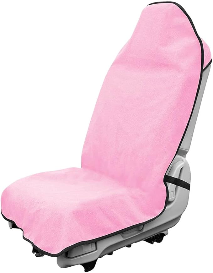 Waterproof Car Towel Seat Cover, Sweating Non-Slip Premium Towel Carseat Cover Protector, Universal Soft Machine Washable Car Truck SUV Front Seat Cover for Gym Workout Beach Hiking (Pink)