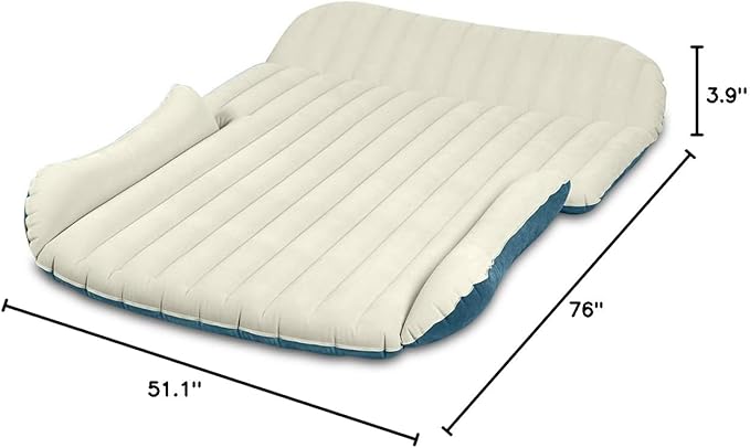 WEY&FLY Car Air Mattress for SUV, Quick Inflation Travel Bed with Air Pump, Portable Sleeping Pad for Camping, Fits Most SUVs and Sedans, Comfortable and Durable