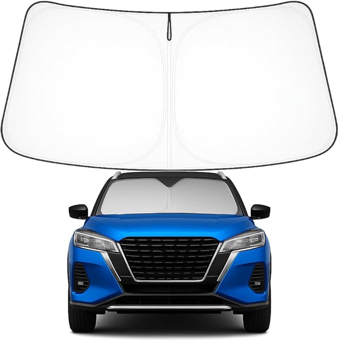 Proadsy Windshield Sun Shade for Nissan Kicks 2018-2025 Custom Fit S, SV, SR Crossover 4-Layer Foldable Front Sunshade Protector Sun Visor Blocks UV Rays Keep Car Cooler