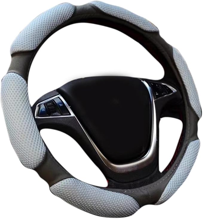 Rayauto Steering Wheel Cover -Odorless, Cooler Hands in Summer, Warmer Hands in Winter (Grey)