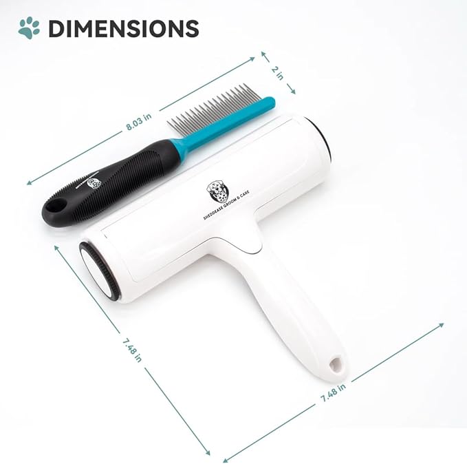 SheddEase Groom & Care Reusable Dog & Cat Pet Hair Remover for Furniture, Couch, Carpet | Deshedding Comb for Shedding, All-in-One Pet Hair Remover & Grooming Comb Kit
