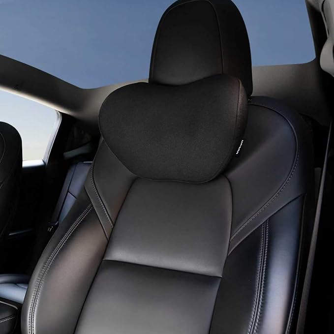 HOPON 2025 Upgrade Headrest Pillow for Tesla Model 3 Y S X,Car Neck Pillow with Breathable Fabric,Soft Pillow for Tesla,Memory Foam Tesla Accessories 1 Pack - Black