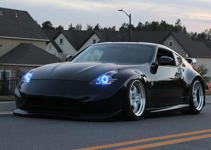 iJDMTOY 7-Color RGB LED Halo Ring Lighting Kit Compatible with 2009-2020 Nissan 370Z Projector Front Road Illuminating Light Retrofit w/Adjustable Setting