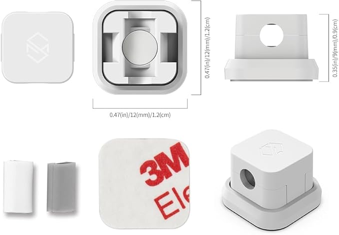 Sinjimoru Magnetic Cable Clips, Multipurpose Cable Management for Car and Office Supplies Self Adhesive Cable Organizer Clip. Magnetic Cable Holder 3pcs White