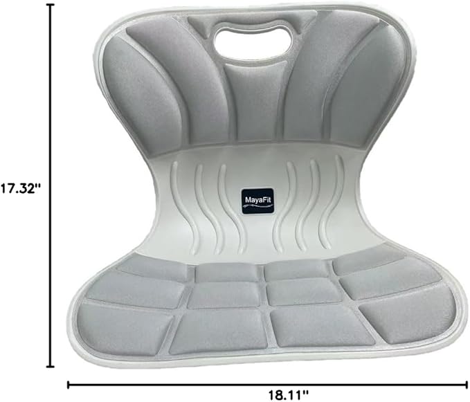Ergonomic Lumbar Support Cushion, Silver, 460mm x 440mm x 340mm, Large, for Office Chairs & Car Seats, Posture Correction, Pregnancy Comfort,110-300 lbs Capacity
