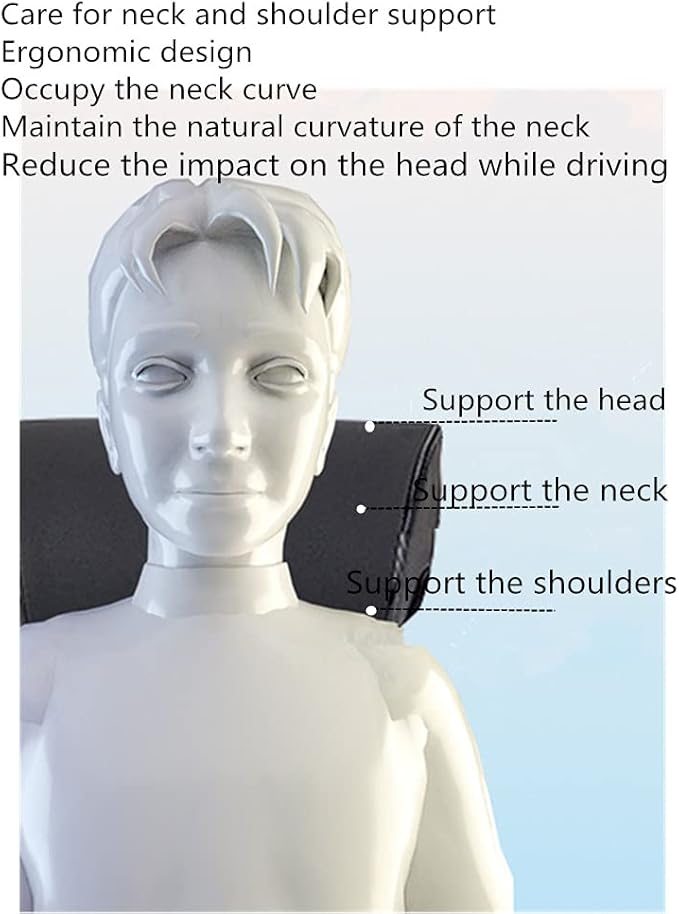 ZHONGLI Car seat Lumbar Support Pillow and car Neck Support Pillow kit, Soft Leather Surface and high-Density Memory Foam are Ergonomic car seat Pillows