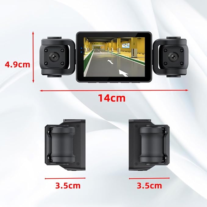 Dash Cam 4 Channel HD Front and Rear Inside Left Right Car Camera Dashcam Voice Control Wide Angle Night Vision, 24H Parking Mode (with 64G)