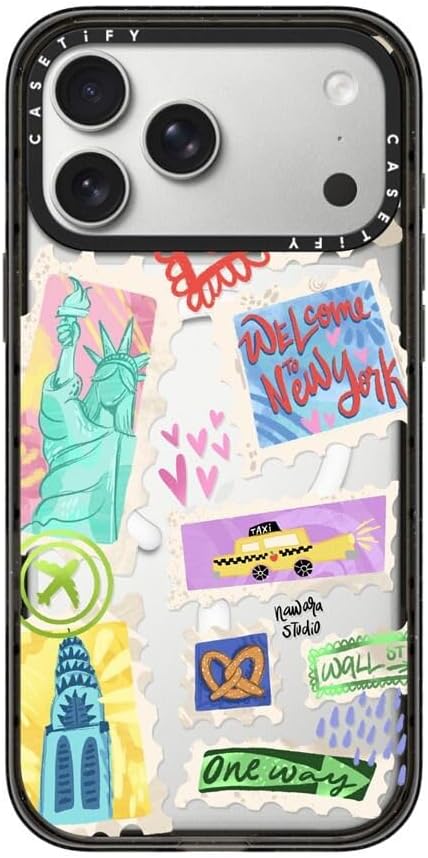 CASETiFY Impact iPhone 17 Pro Max Case [Slim/Compatible with Magsafe / 8.2 ft. 4X Military Grade Drop Protection] - Welcome to New York - Clear Black