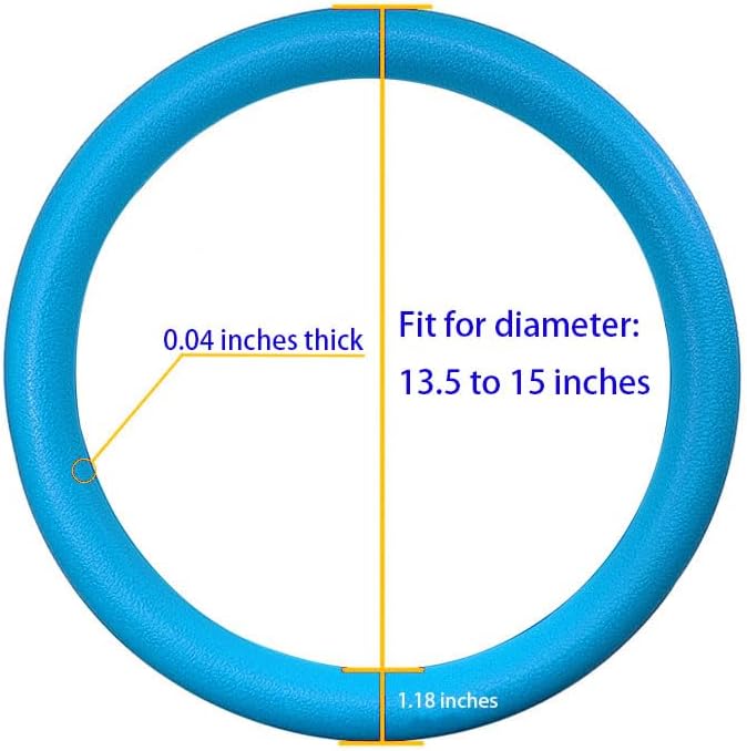 Blue Car Steering Wheel Cover: Universal RPKEY 13.5 to 15 inches Silicone Steering Cover Compatible with Most Car Models Fit for Round D Shape