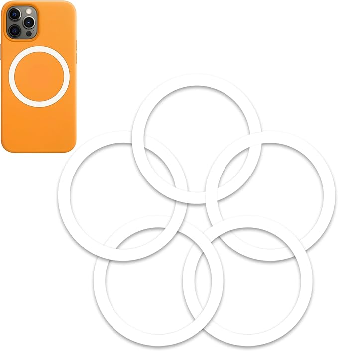 Magnetic Wireless Charger Universal Metal Rings - 5 PCS,for MagSafe-Compatible Charger on iPhone 14/13/12 Pro/Max/Mini Case and Samsung Galaxy (White - 5pcs)