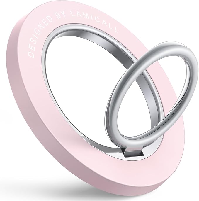 Lamicall Magnetic Phone Ring Grip Holder, 360° Rotating with Smooth Damping, Finger Ring Holder Stand, Mag Kickstand Accessories for iPhone 17 Pro Max, Pinky