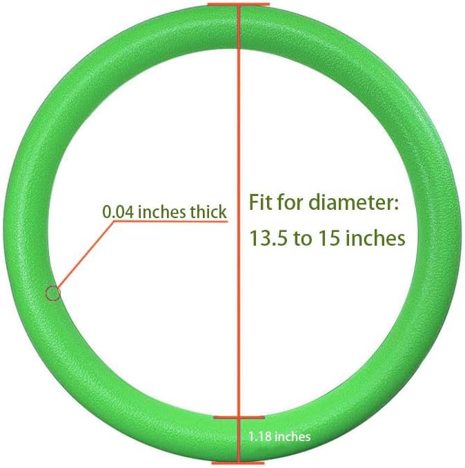 Green Car Steering Wheel Cover: Universal RPKEY 13.5 to 15 inches Silicone Steering Cover Compatible with Most Car Models Fit for Round D Shape