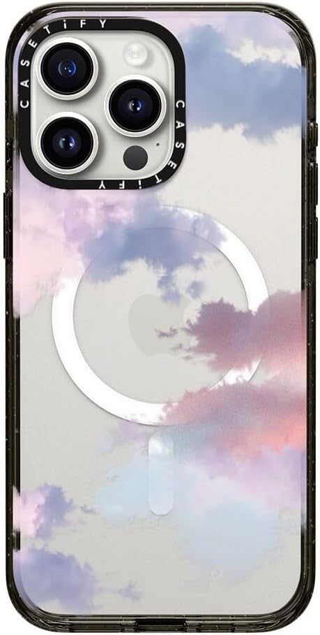 CASETiFY Impact iPhone 15 Pro Max Case [4X Military Grade Drop Tested / 8.2ft Drop Protection/Compatible with Magsafe] - Cloud Prints - Clouds - Clear Black