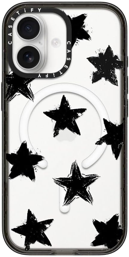 CASETiFY Impact iPhone 17 Case [Slim/Compatible with Magsafe / 8.2 ft. 4X Military Grade Drop Protection] - Star Marks - Clear Black