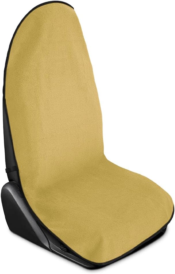 Car Towel Seat Cover, Performance Microfiber Washable Non Slip Vehicle Front Seat Covers, Sweatproof Automotive Interior Chair Protectors, Universal for SUV Automobile Truck (Beige)