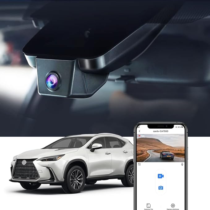 Fitcamx 4K Dash Cam Suitable for Lexus NX 2022-2026 & NX Hybrid NX350 250 350h 450h, OEM Factory Look, 2160P UHD Video, Built-in WiFi & APP, Loop Recording, Gravity Sensor, Plug & Play, 64GB Card