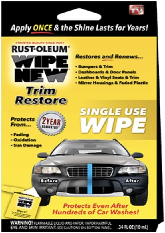 Wipe New Dashboard Bumper Car Interior Exterior and Auto Plastic Trim Restorer- Pack of 5