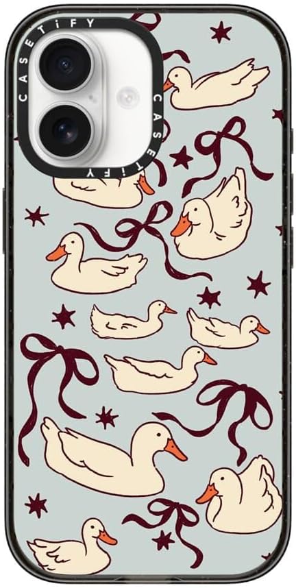 CASETiFY Impact iPhone 17 Case [Slim/Compatible with Magsafe / 8.2 ft. 4X Military Grade Drop Protection] - Ducks and Bows - Clear Black