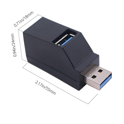 (2 Pack) USB 2.0 Splitter,3-Port USB 3.0 Hub, USB Port Expander Dongle Portable for PC, Laptop and More (Black)